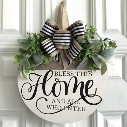 Welcome Sign for Front Door Rustic Wood Wreath Decor