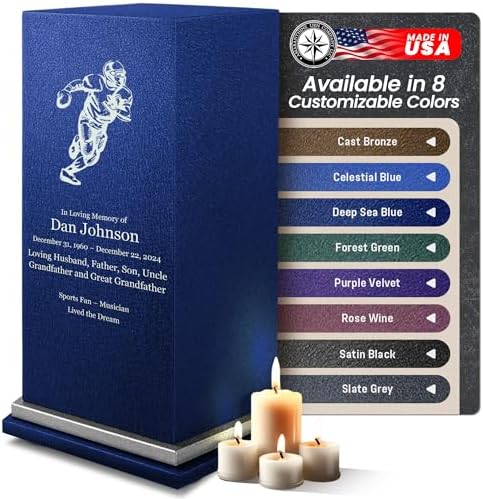 Customizable Football Cremation Urn with Engraving and Base