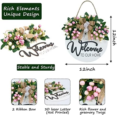 3D Spring Summer Welcome Wreath for Front Door