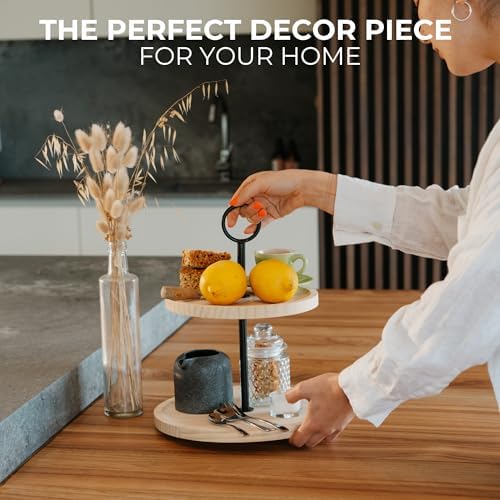 KIBAGA Decorative Wooden Tiered Tray Stand