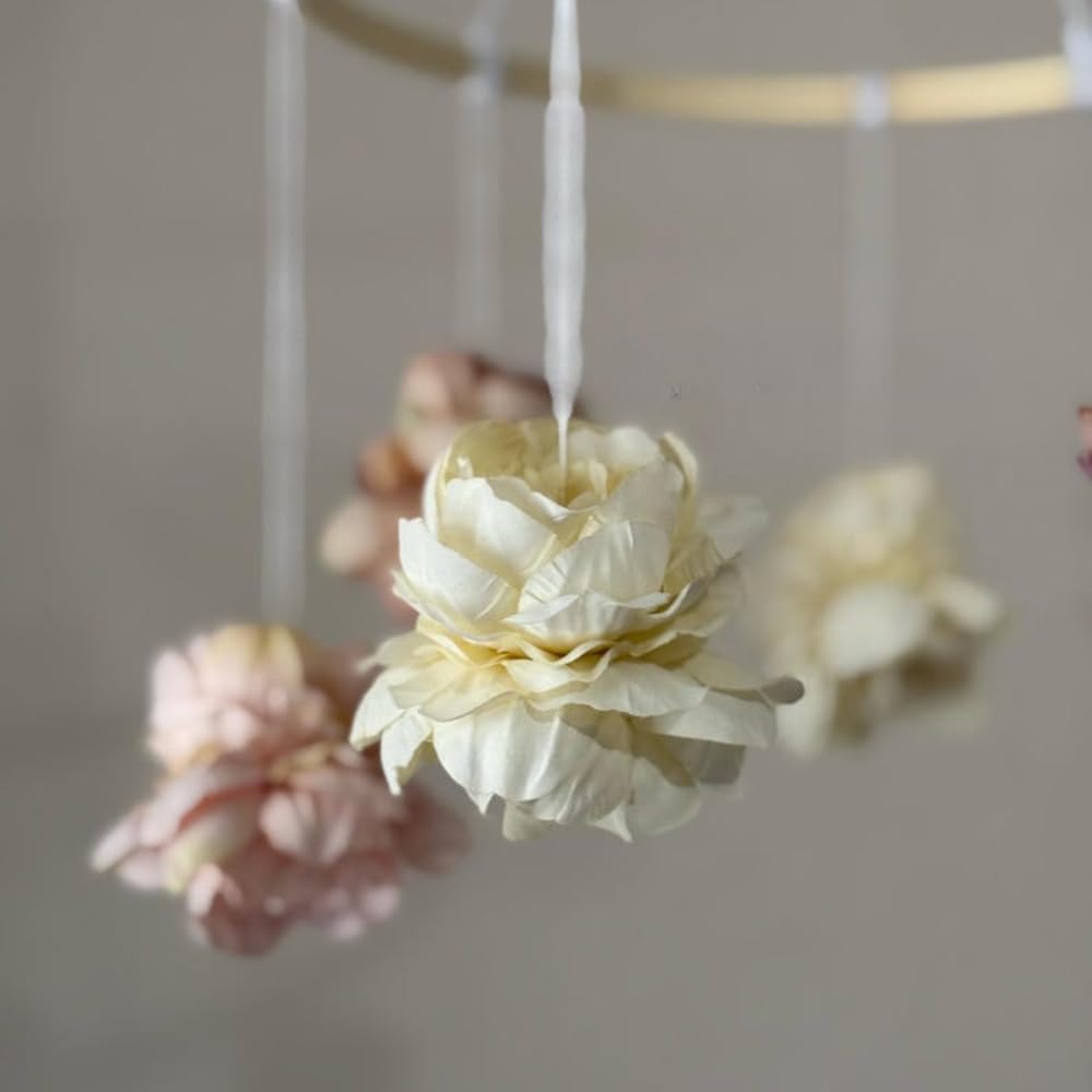 Pink Floral Wooden Mobile Rustic Bedroom Decor