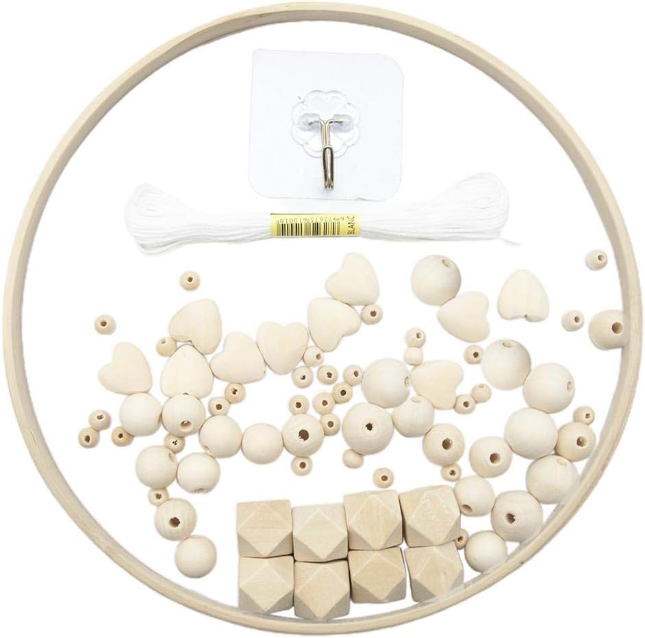 DIY Wooden Wind Chime Bed Mobile Set with Beads
