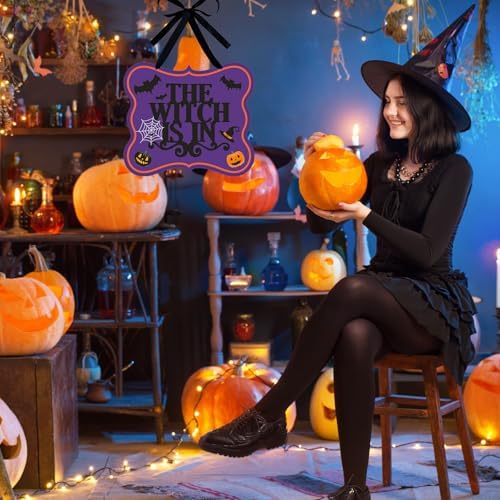 4 Pcs Halloween Felt Hanging Signs for Wreaths and Door Decorations