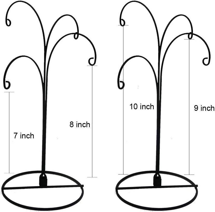 HOHIYA 12 Inch 4 Arm Hanging Hook Stand Black 2 Pcs