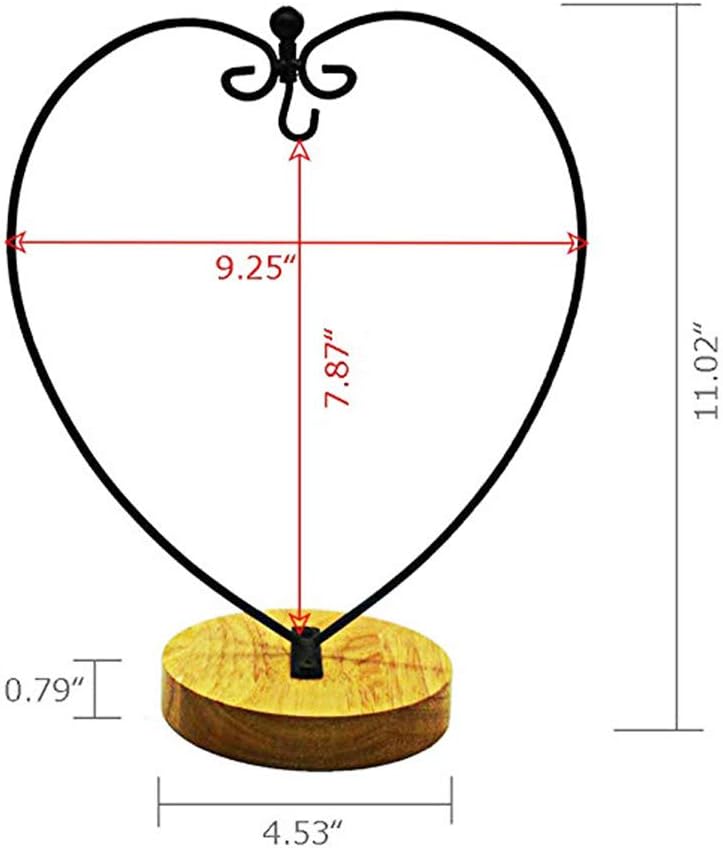 Heart Shape Ornament Display Stand for Hanging Glass Terrarium Wood Base