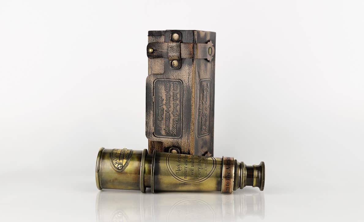 Vintage Brass Spyglass Telescope in Leather Box