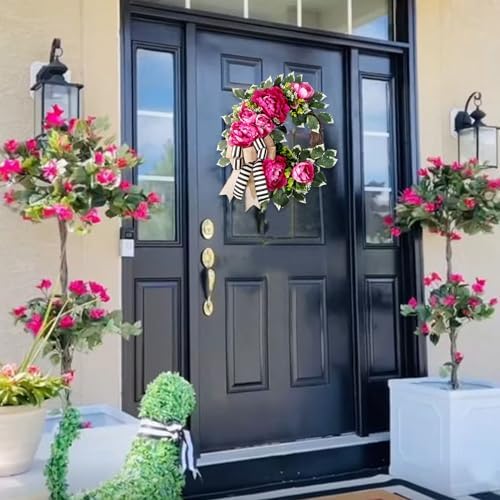 Hot Pink Peony Wreath for Front Door
