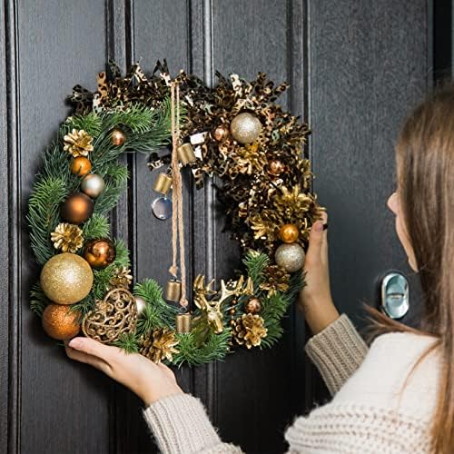 2 Piece Rustic Vintage Gold Brass Bells Christmas Decor Wall Hanging