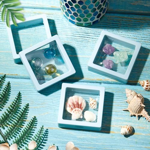 Juexica 9 Pcs Seashell Holder Set Light Blue Display Cases