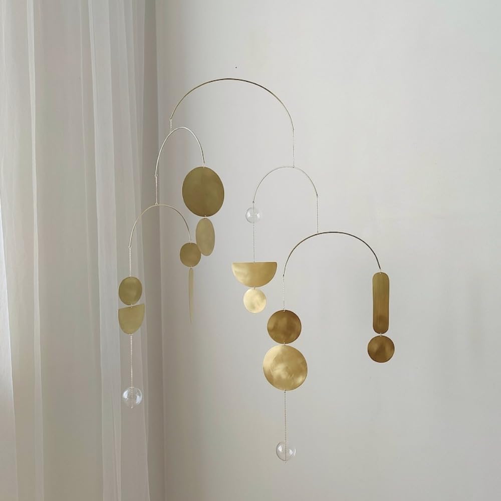 Vintage Brass Wall Mobiles Blue Mid-Century Modern Style