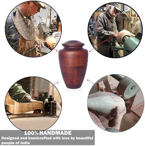 ZIYA Large Wooden Cremation Urn for Human Ashes - Rosewood Burial Urn with Velvet Bag