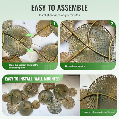 Large Metal Wall Decor 3D Lotus Leaf Sculpture