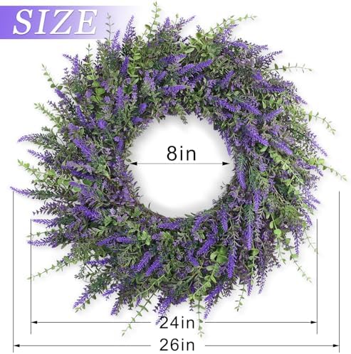 26 Inch Large Eucalyptus Lavender Wreath for Front Door