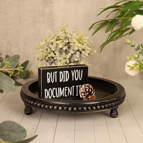 Wooden Tray for Home Decor Black Round Beaded