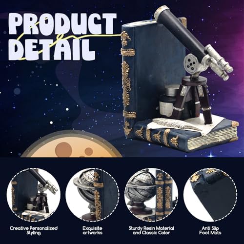 Vintage Telescope Armillary Spheres Bookends for Shelves