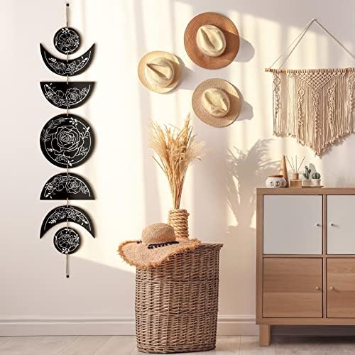 BBTO Boho Wall Art Moon Phases Decor Wooden Witchy Sign