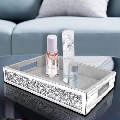 Wocred Mirror Perfume Tray with Diamond Design