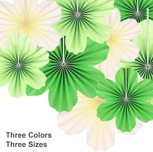 PheiLa Paper Flowers Decor Set of 9 Green Fans