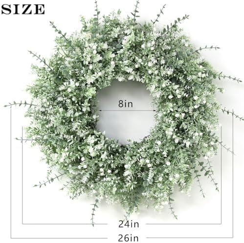 26 Large Eucalyptus Wreath with Lavender and Babys Breath