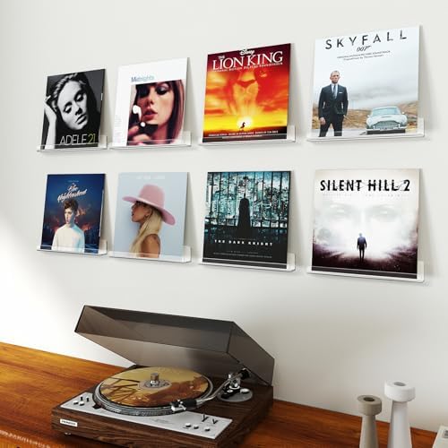 Gotega 8 Pack Clear Vinyl Record Wall Mount Shelves