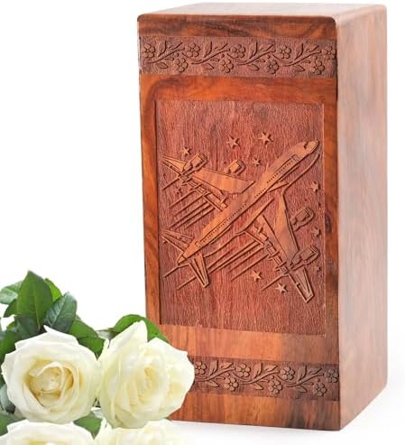 KARYLIZ 8 Inch Wooden Cremation Urn - Decorative Ashes Urn for Men and Women