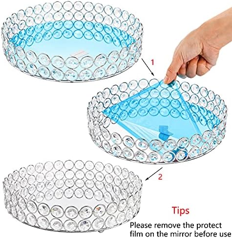 Hedume Mirrored Crystal Vanity Tray 10 Inch Cosmetic Organizer