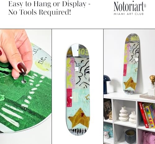 NotoriArt Retro Collage Art Acrylic Wall Sculpture 8x32 Indian Elephant Skateboard