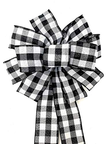 Handmade Buffalo Plaid Wreath Bow 12x15 Inch Checkered Decor