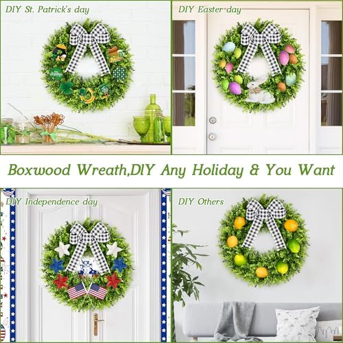 Vlorart 20-Inch Boxwood Wreath Artificial Front Door Decor