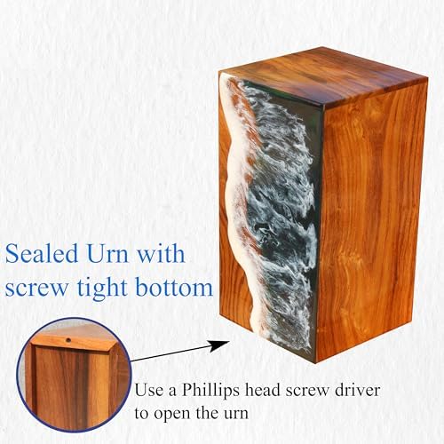 Ocean Wooden Resin Urn for Cremation Ashes