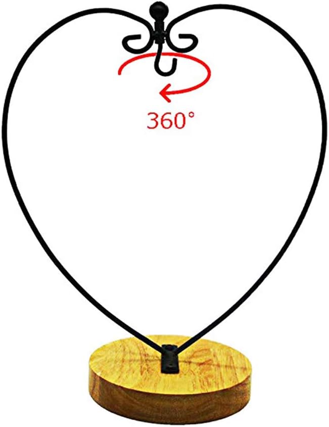 Heart Shape Ornament Display Stand for Hanging Glass Terrarium Wood Base