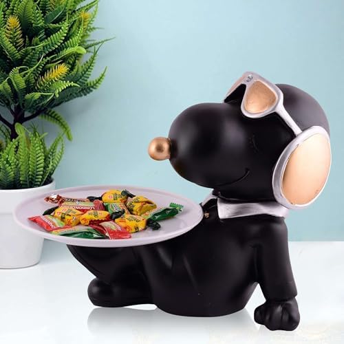 Cute Black Resin Dog Sculpture for Home Decor