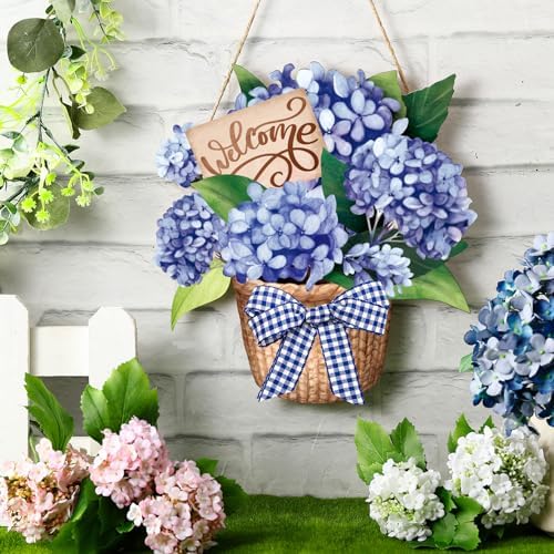 Barydat Summer Welcome Door Wreath with Hydrangeas