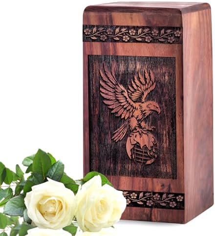 Eagle Wooden Urn for Adult Male - 10 Inch