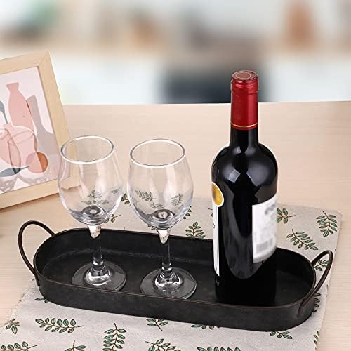 Hipiwe Rustic Metal Serving Tray with Handles 1