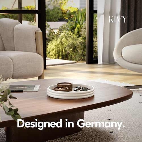 KIVY Round Concrete Tray 11x15 Inch - Modern Coffee Table Decor
