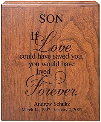 Personalized Cherry Wood Urn for Adult Male Cremation