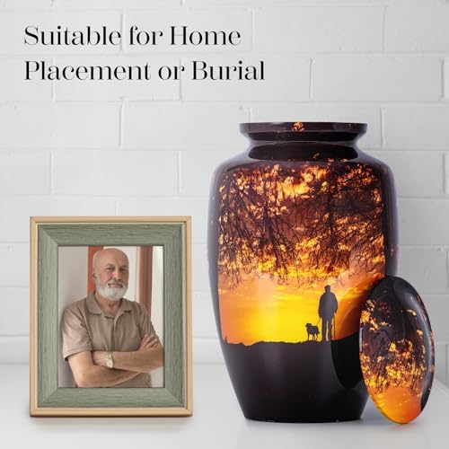 Sunset Cremation Urn for Adult Male - 200 Lbs Brown Decorative Urn