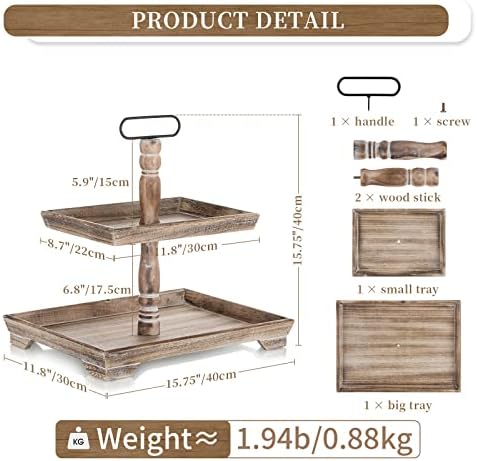 Hanobe 2 Tier Farmhouse Serving Tray Stand