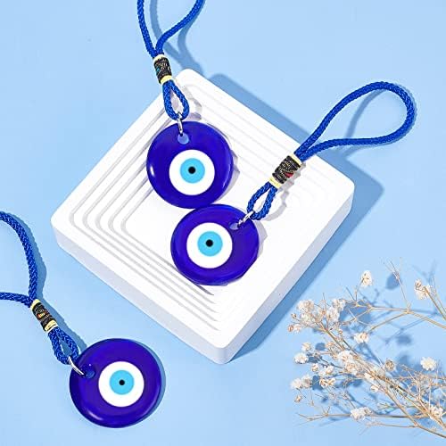 WEBEEDY 4Pcs Blue Evil Eye Glass Hanging Pendant Car Charm