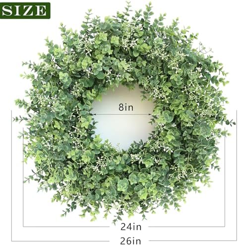 26 Artificial Eucalyptus Wreath with White Seeds
