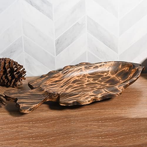 AeraVida Ocean Fish Shaped Natural Brown Wooden Bowl Tray