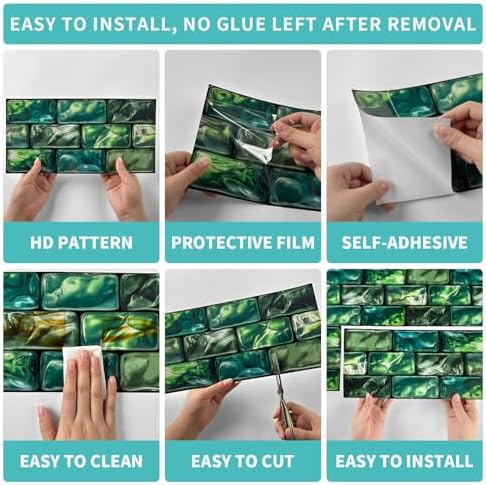 TUOKING 24-Pack Waterproof PVC Wall Stickers for Kitchen and Bathroom