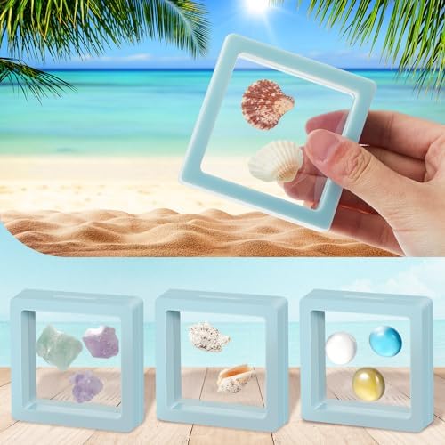 Juexica 9 Pcs Seashell Holder Set Light Blue Display Cases