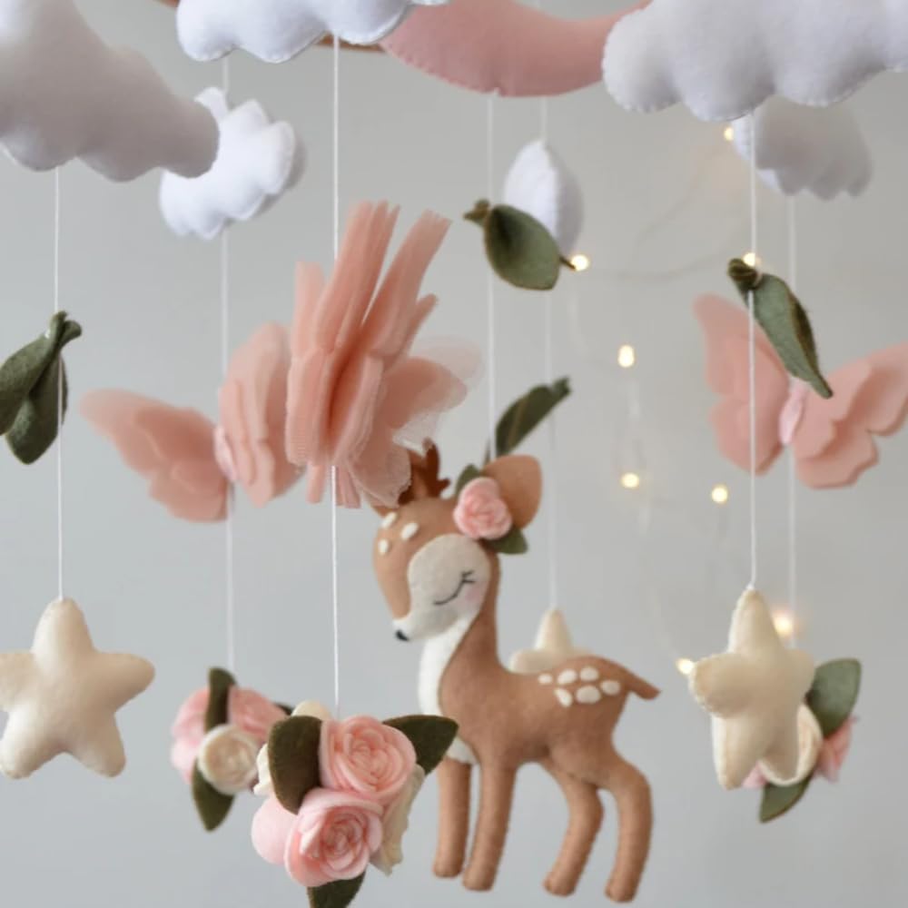 Deer and Butterfly Mobile Modern Crib Decor 787W x 158H