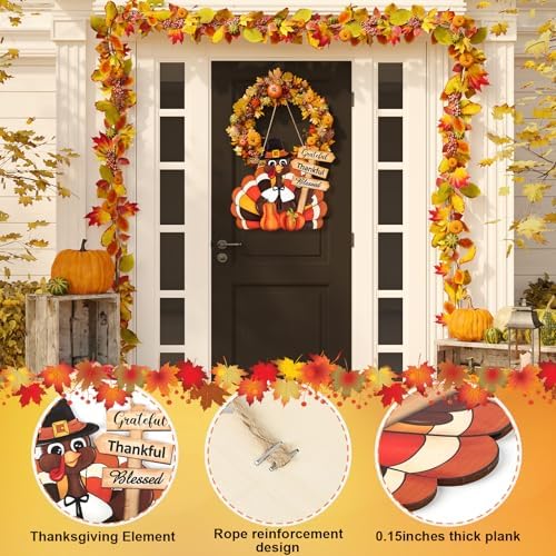 Thanksgiving Wooden Turkey Door Wreath Sign