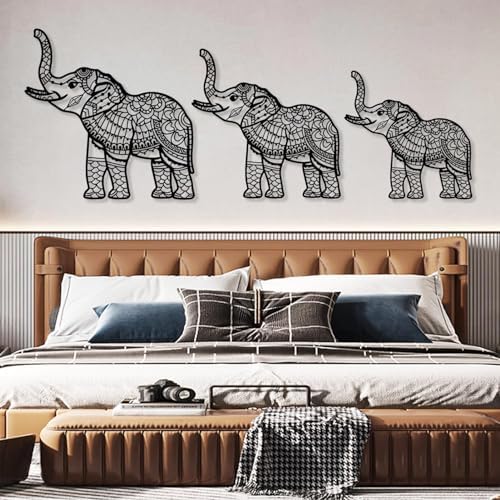 Cadeali Elephant Metal Wall Art Set of 3 1