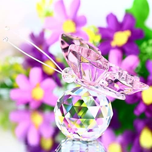 HD Pink Crystal Flying Butterfly Figurine