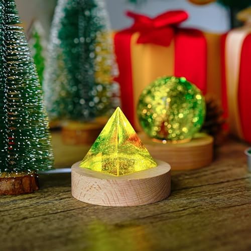ZEERSHEE 2Pcs LED Wooden Display Stand for Crystals and Glass Art