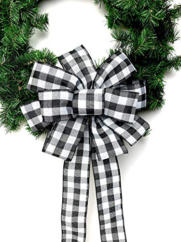 Handmade Buffalo Plaid Wreath Bow 12x15 Inch Checkered Decor